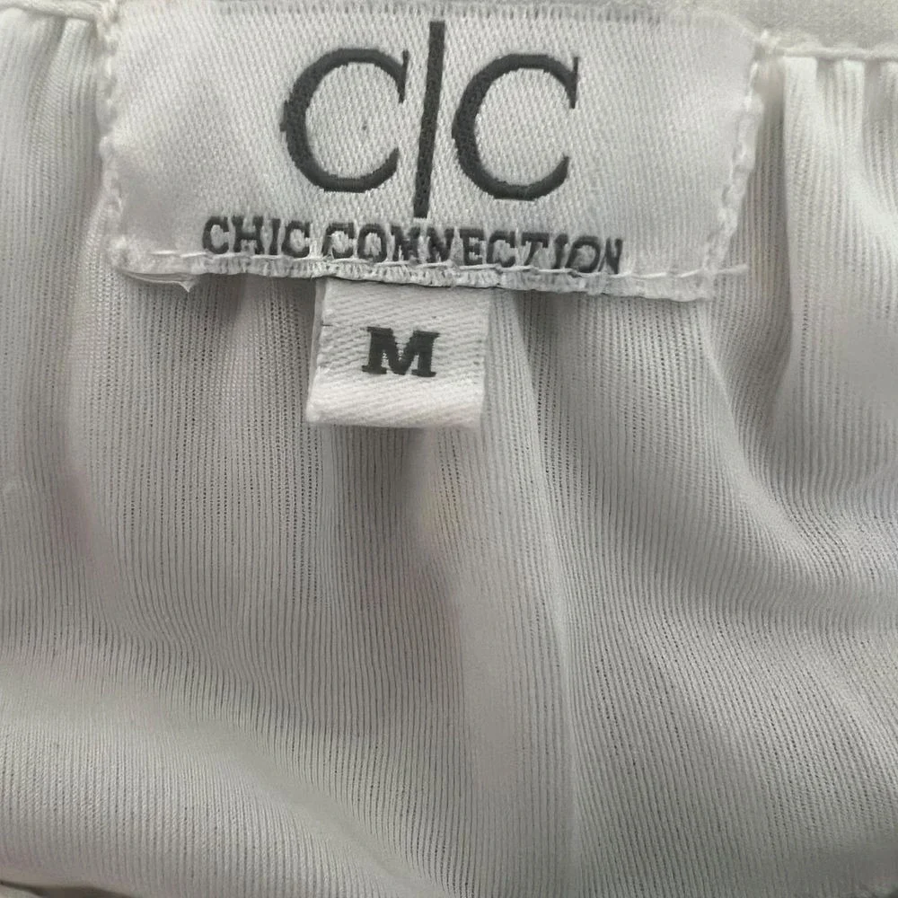 Chic Connection Boho White Cotton Blend Dress Size Medium Embroidered